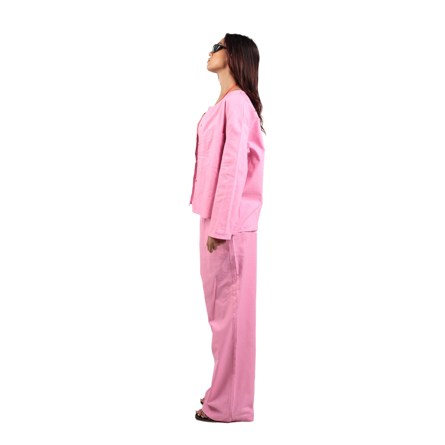 Pink LGHT Bahama Set Pin Tuck Blouse and Wide Pants